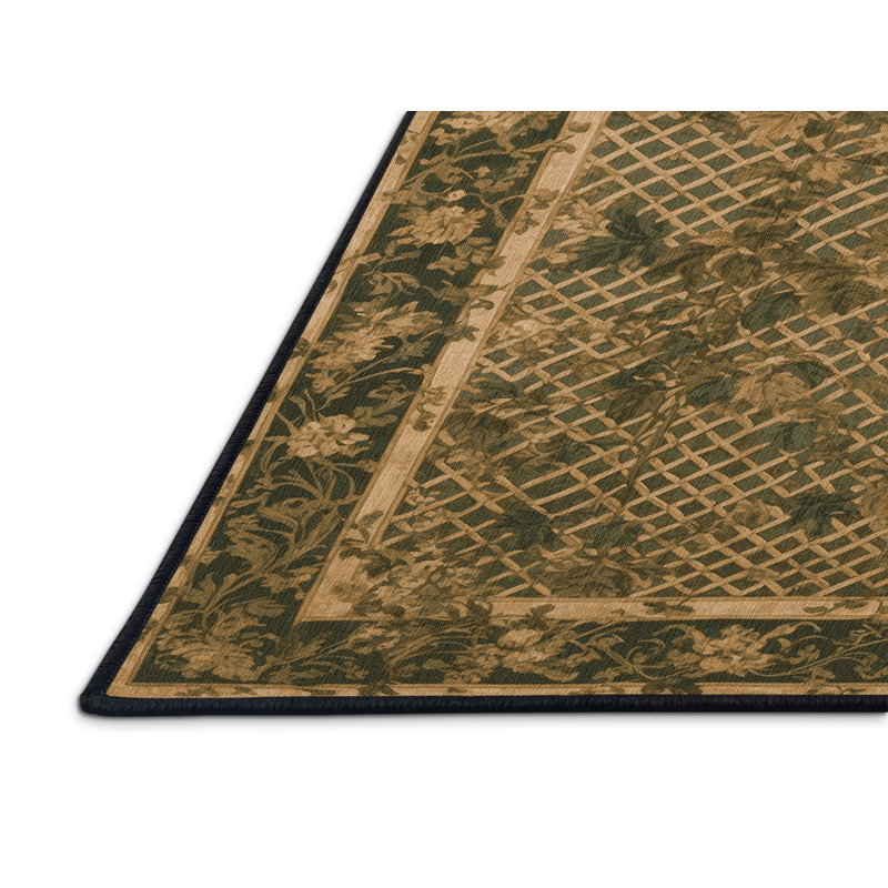 Machine Washable Nature Brown Area Rug, Square 4'