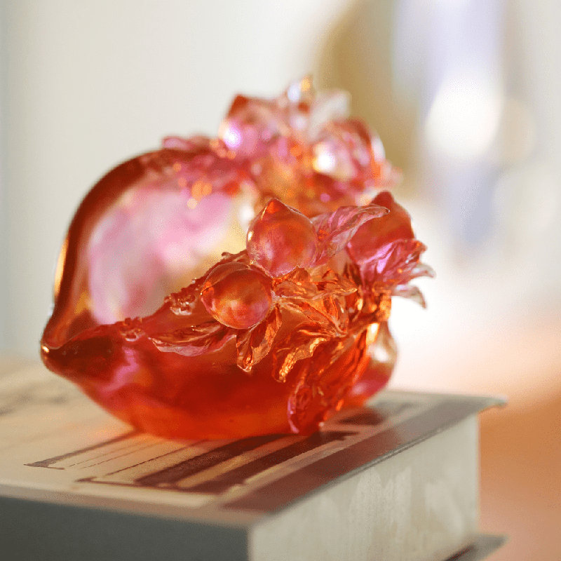 LIULI Crystal, Peach Sculpture | Blessings in the Spring Breeze