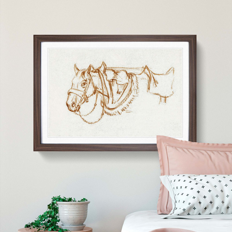 Rigged Horse by Jean Bernard - Picture Frame Painting Print, 27cm H x 36cm W x 2cm D, Walnut Framed