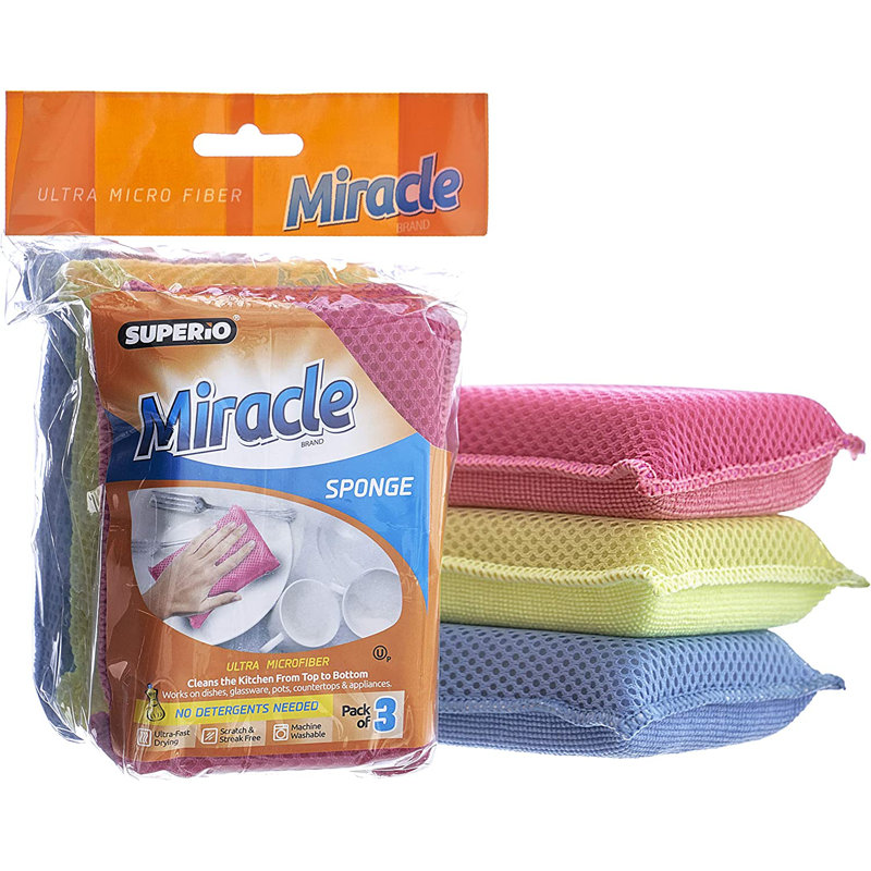 Paquet de 3 éponges à vaisselle en microfibre
