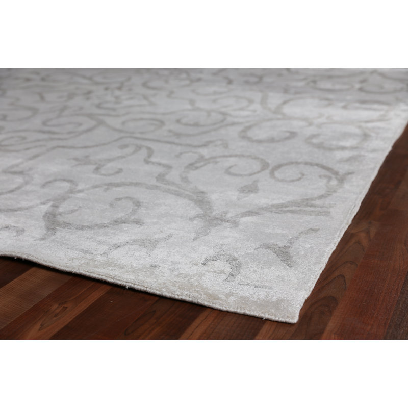 Bamboo Silk Damask Area Rug, Rectangle 10' x 14'