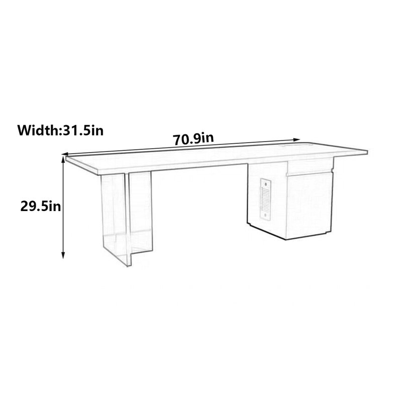 Bureau flottant en bois Modern Italian Luxury, H 29,5 po x l 70,9 po x P 31,5 po