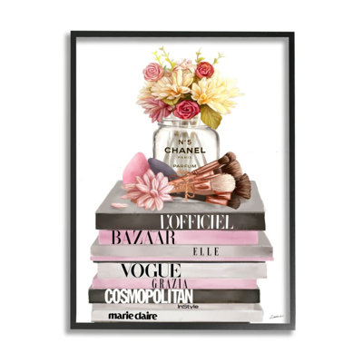 " Floral Jar And Brushes Glam Fashion Book Pile " by Ziwei Li