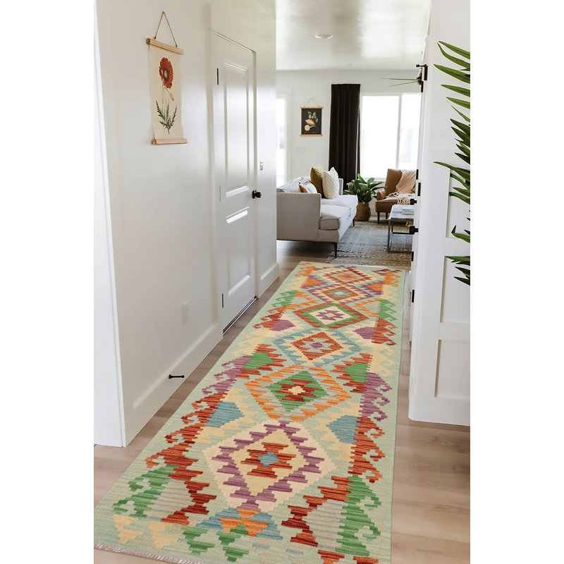 Tapis de couloir marocain en laine noué à la main 2 pi 8 po x 9 pi 5 po Gisell