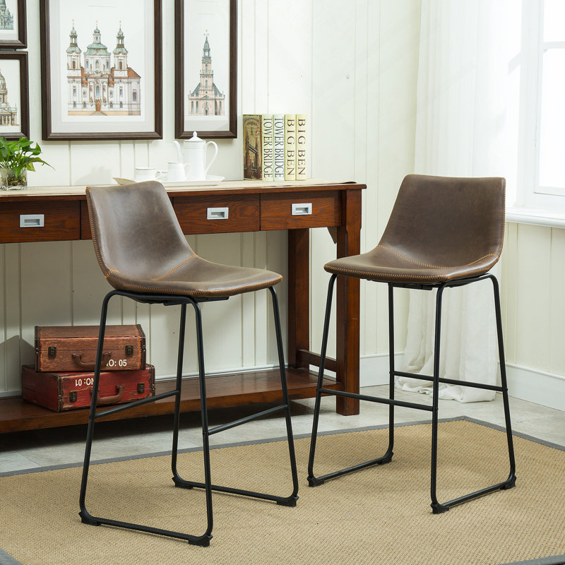 Tabourets de bar en cuir Lotusville, lot de 2