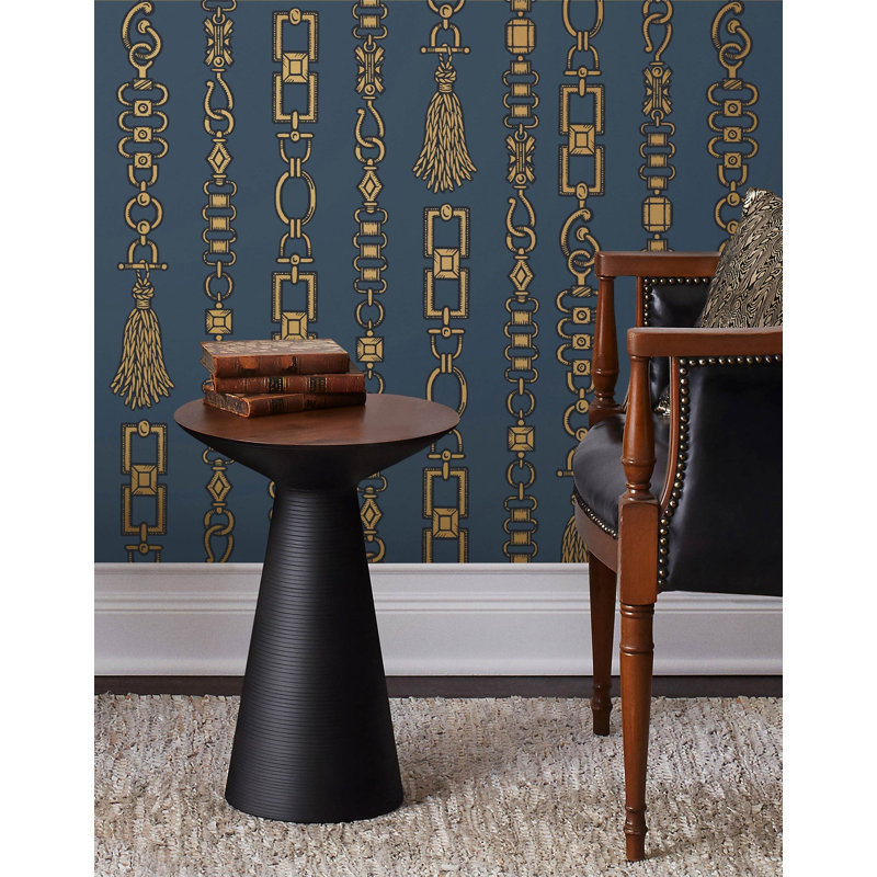 Connections Wallpaper | Butterscotch / Traditional / Roll - 27" x 30', Indigo