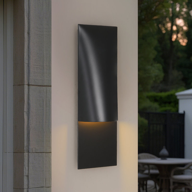 Applique murale moderne en fer 1 lumière avec abat-jour rectangulaire en métal, Noir mat