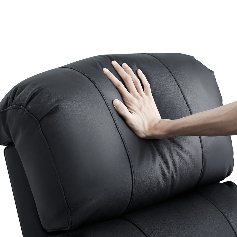 Power Recliner Top Grain Leather Electric Chair Adjustable 270°Swivel Chair, Black Top Grain Leather