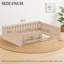 Lit plateforme en bois pleine grandeur avec garde-corps et tablettes de rangement, naturel-1225967376