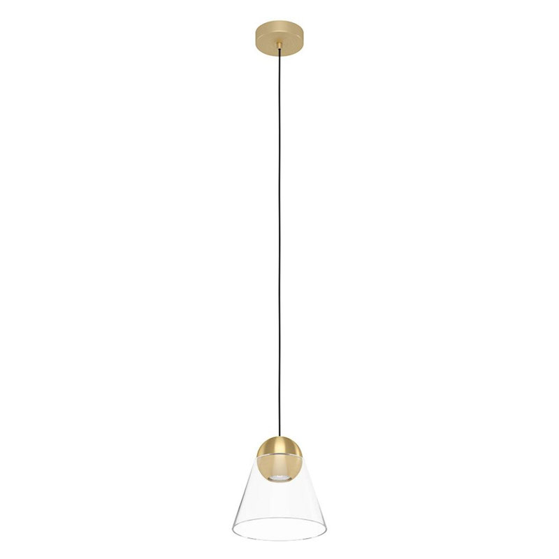 Mini-luminaire suspendu 1 lumière Jeffery, Laiton brossé
