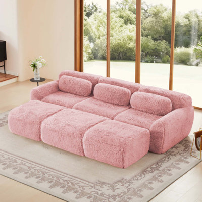Tissu moelleux doux à 3 places, éponge haute densité 32D, combinaison sans repose-pieds mobile, conception antidérapante inférieure sans assemblage, connexion par boucle pour la chambre à coucher, le salon et le cinéma maison