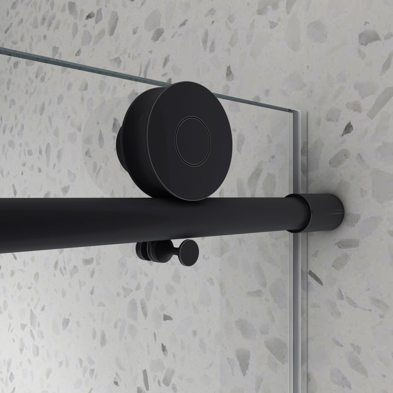 6076 Matte Black Shower Door, One Fixed & Shifted, 70Mm 304 Stainless Steel Pulley, , Nano Easy Cleaning, Tempered Glass For Bathroom Door 6076, Pulleys, Clean, Glass, Ravishing Addition