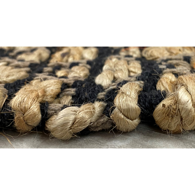Tapis brun clair en coton tressé à la main Tomball, Rectangle 5 pi x 7 pi