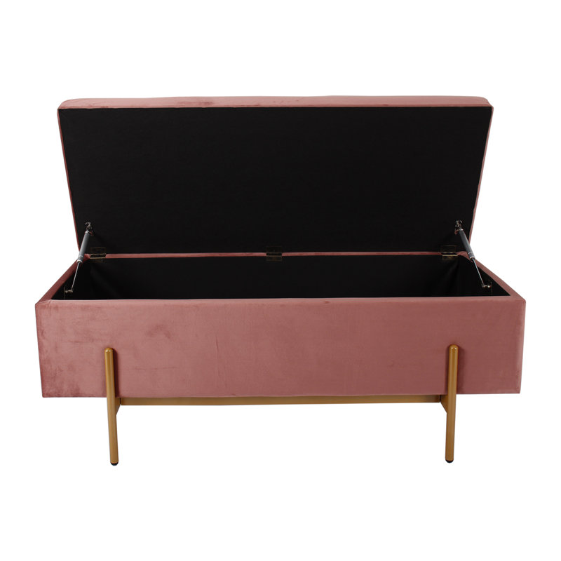 Rasco 110cm Wide Velvet Rectangle Solid Colour Footstool Ottoman with Storage, Pink