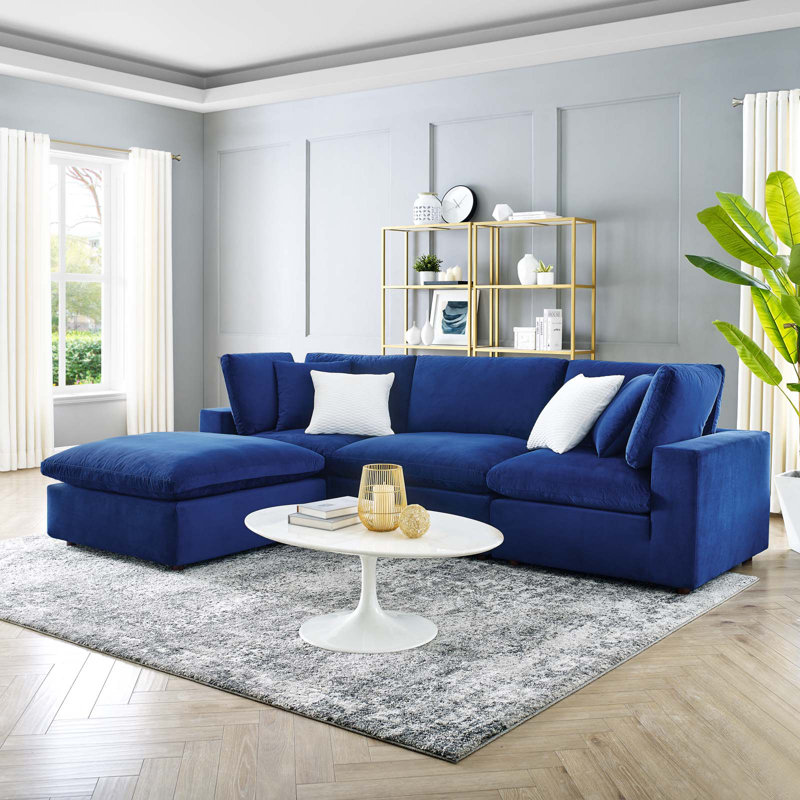 Canapé modulaire réversible en velours Commix, Marine