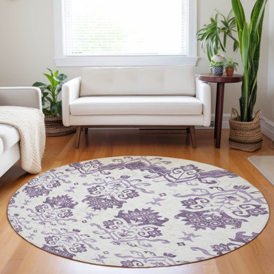 Premium Machine Washable Prisco Purple Rug