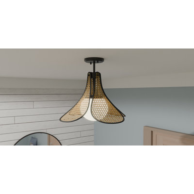 Mercille 1-Light Matte Black Semi-Flush Mount Light