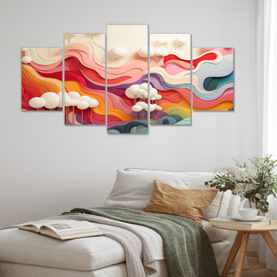 «Colorful Fantasy Mountain Landscape I - Abstract Multipanel», ensemble d'art mural