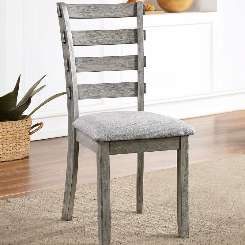 Chaises de salle à manger 2 pièces à dossier gris en tissu de style rustique gris