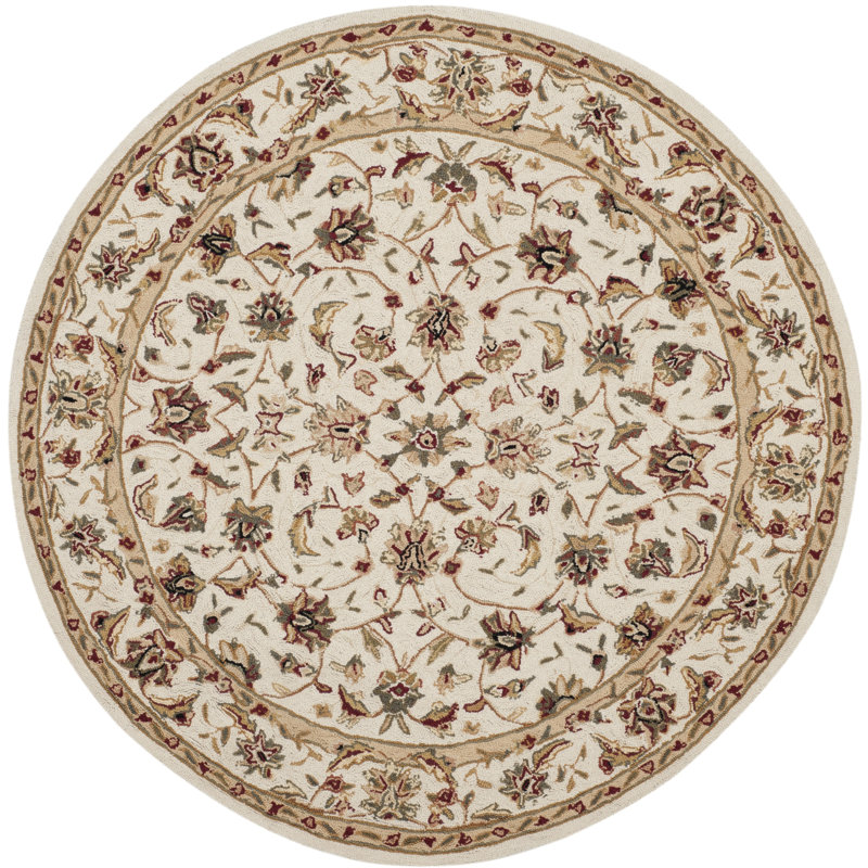 Tapis ivoire en laine fait à la main Hollander, Rond 8 pi