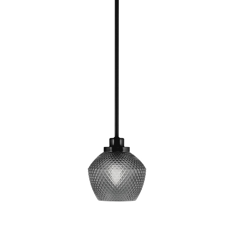 Mini-luminaire suspendu Odyssey de 6 po en verre fumé noir, Clair, Noir mat