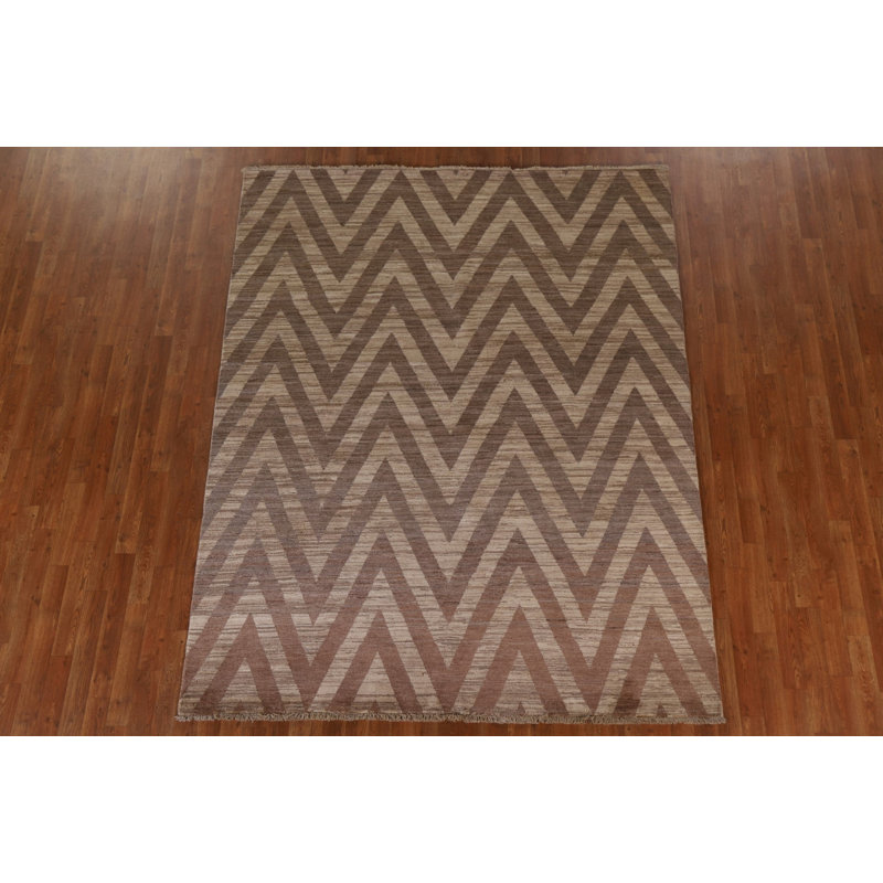 Tapis oriental à chevrons Gabbeh Kashkoli fait à la main 6 x 8