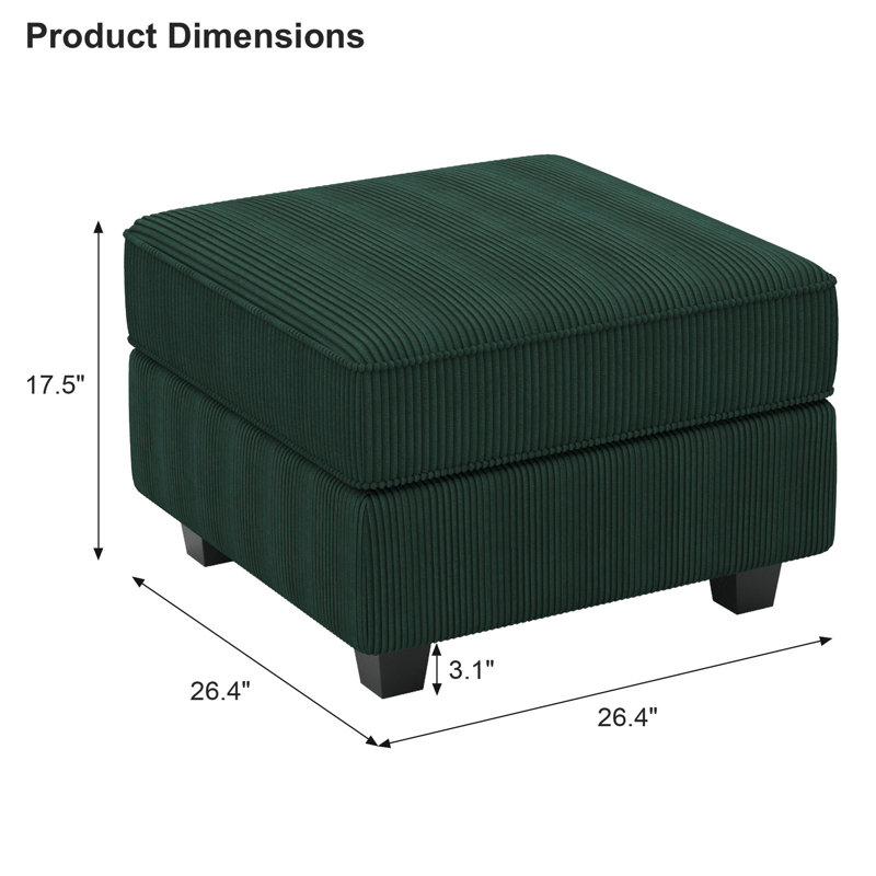 Pièce de module de tabouret avec repose-pieds de rangement pour canapé modulaire de 26,4 po de largeur nairoby