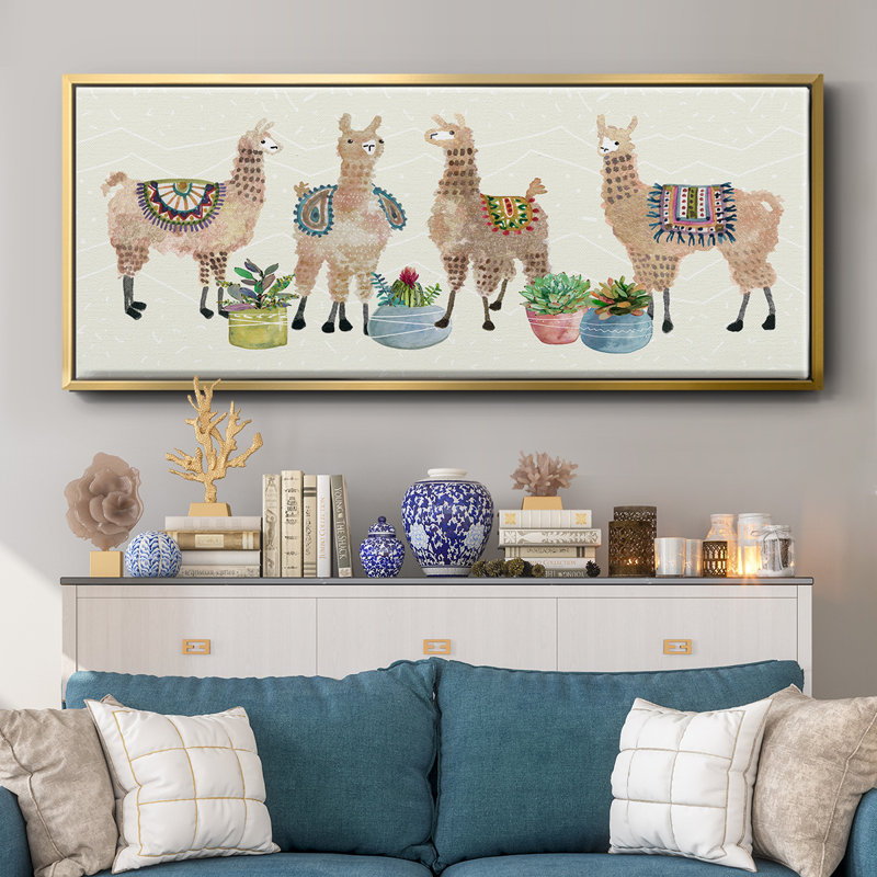 Llama Party- Framed Canvas