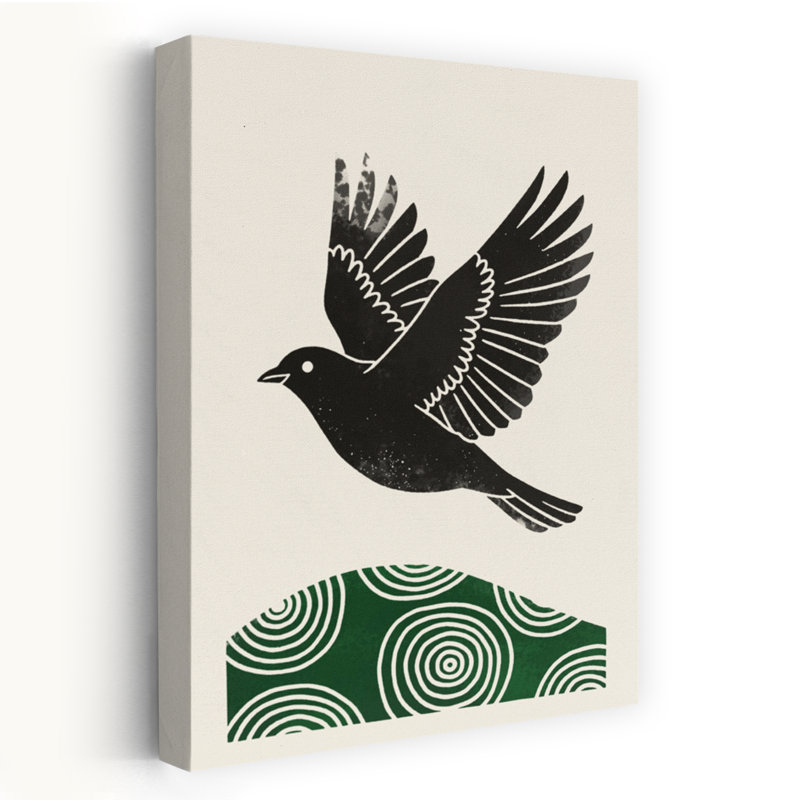 «Flying Bird Green», motif géométrique abstrait abstrait, impression d'art mural nature, H 60 po x l 40 po