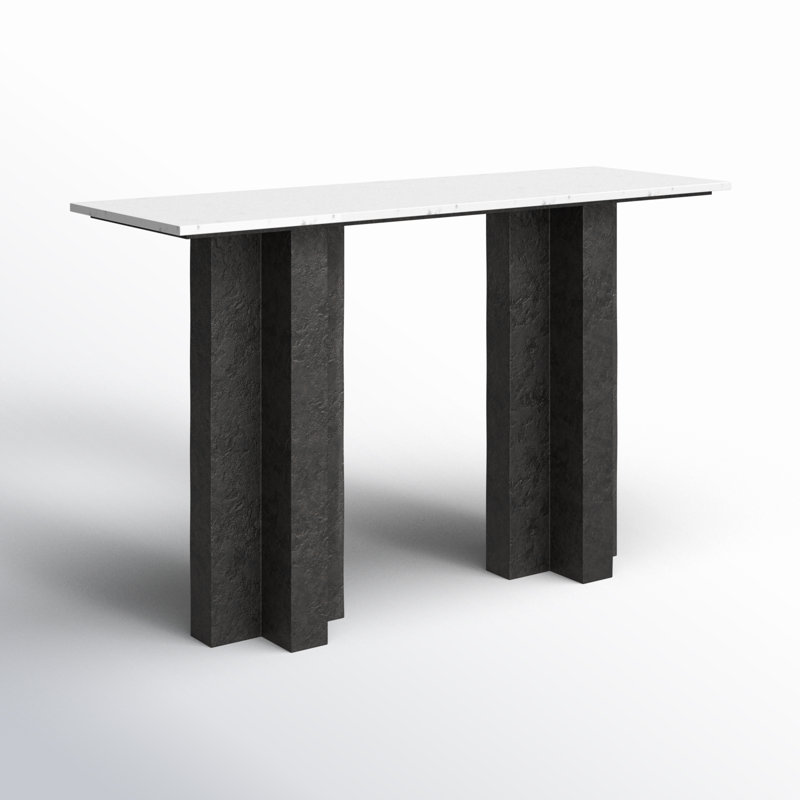 Terrell 51'' W Marble Console Table, White/Neutral