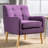 Mid-Century Style Arm Chair In Purple, Extra Comfort With Back Modern Purple Armchair Back, Padded Cushion And Birch Frame