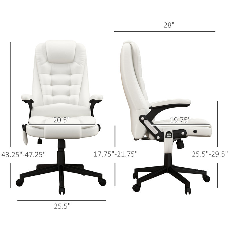 Fauteuil en cuir PU blanc avec massage par vibration et siège de soutien pour le dos