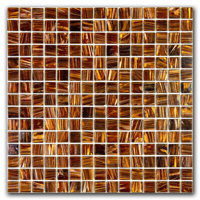 Carreau de mosaïque pour mur et plancher en verre brun brillant et or 12 po x 12 po Celestial (paquet de 20 pieds carrés) (paquet de 20)
