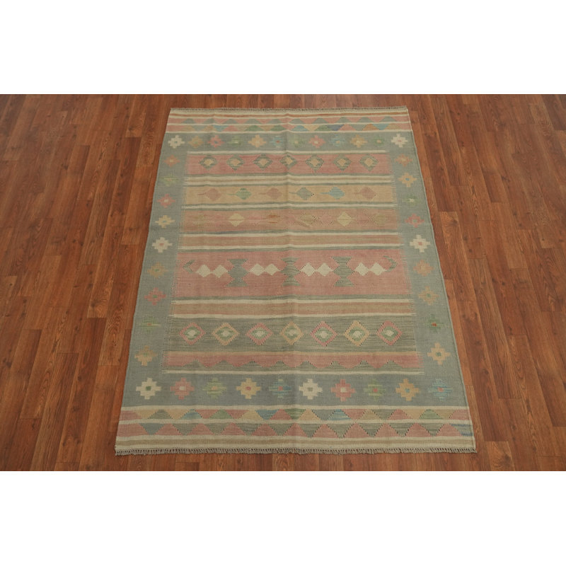 Tapis géométrique Kilim tissé à la main 4 x 6