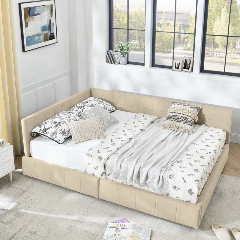 Velvet Storage Daybed, Beige, Queen