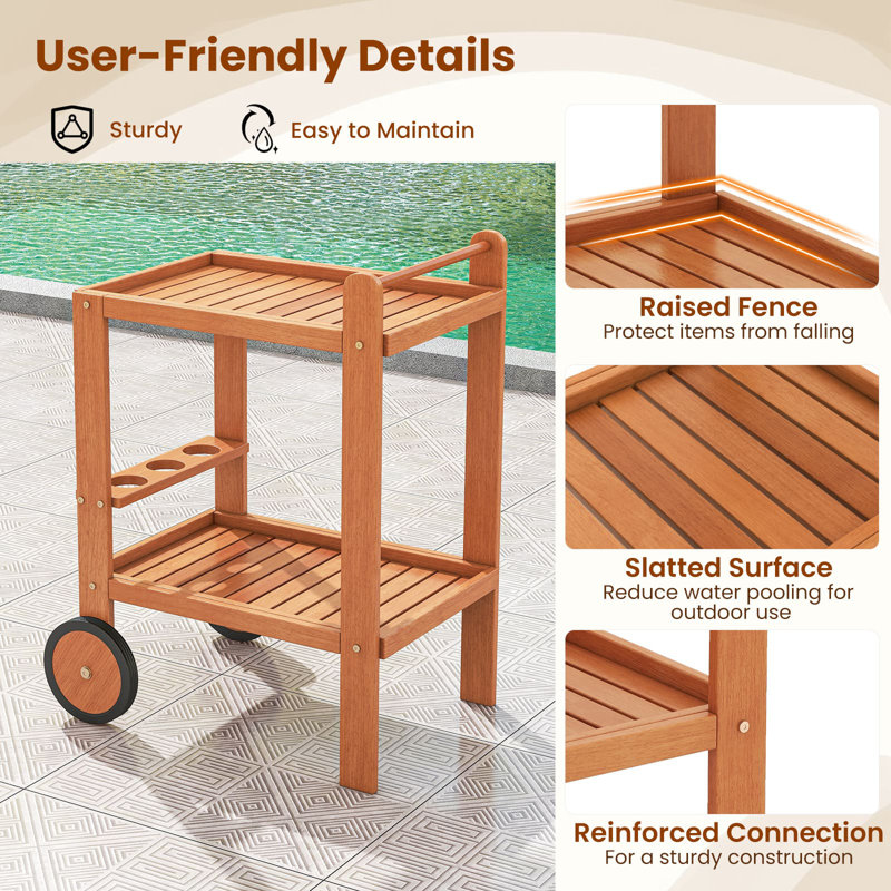 Solid Wood Bar Cart