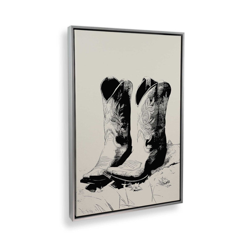 Western Noir, reproduction sur toile dans un cadre, H 36,75 po x l 24,75 po, Chrome poli