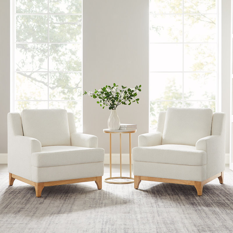 31.5In Boucle Upholstered Accent Chair, Set Of 2, White Boucle
