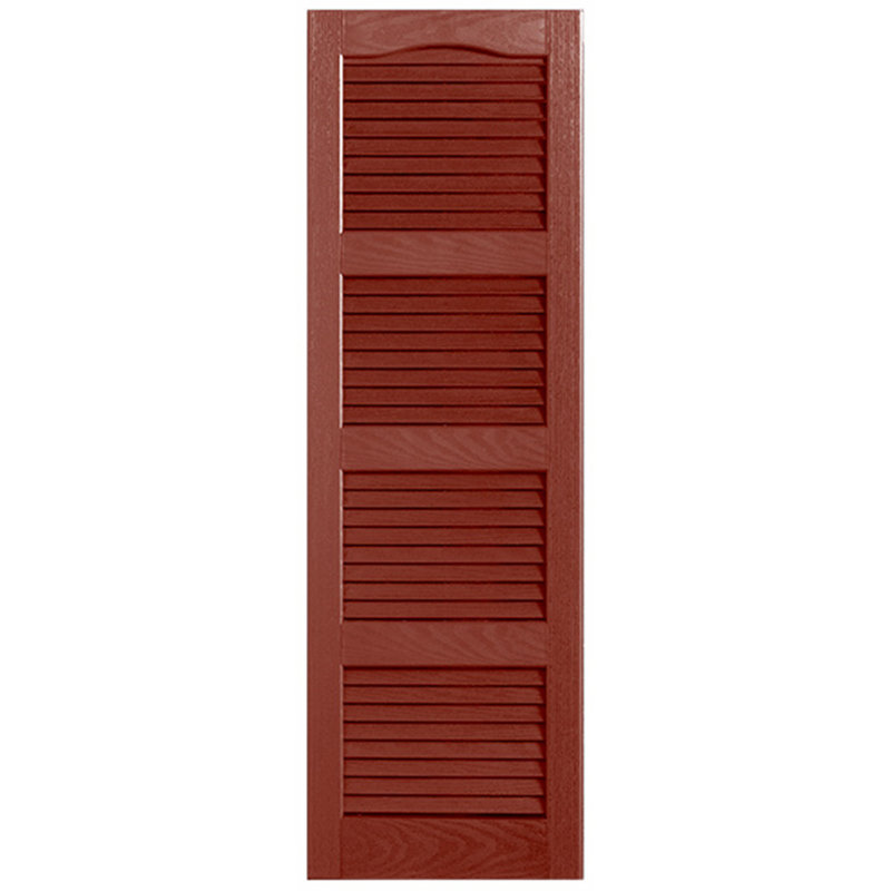 Paire de volets à persiennes cathédrale style quadruple ouverts, 15 po, 56 po, Rouge