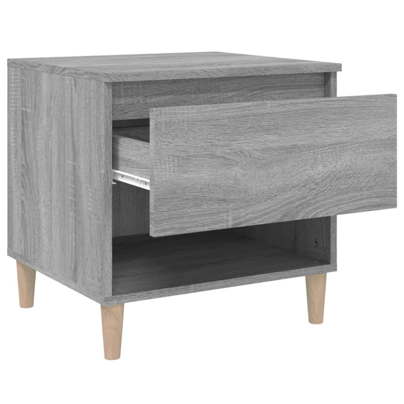 Ricarda 50cm W Solid + Manufactured Wood Bedside Table, Grey Sonoma