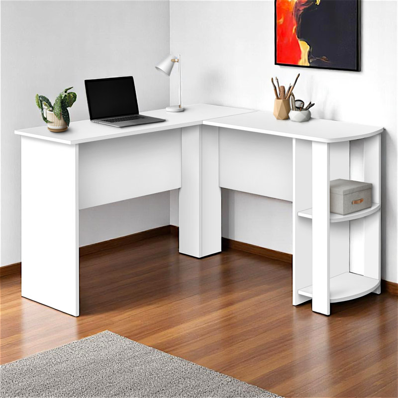 Bureau d'ordinateur moderne en forme de L à 2 casiers Zanetta, H 29,62 po x l 46,85 po x P 46,85 po