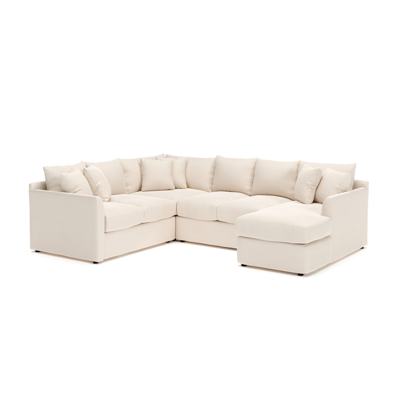Cecelia 119" W Sinuous Springs 6-Person 3-Piece U-Shaped Sectional, Canvas Sunbrella® Canvas, Right Hand Facing