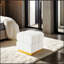 Tabouret de rangement carré de style contemporain avec finition beige et capitonnage
