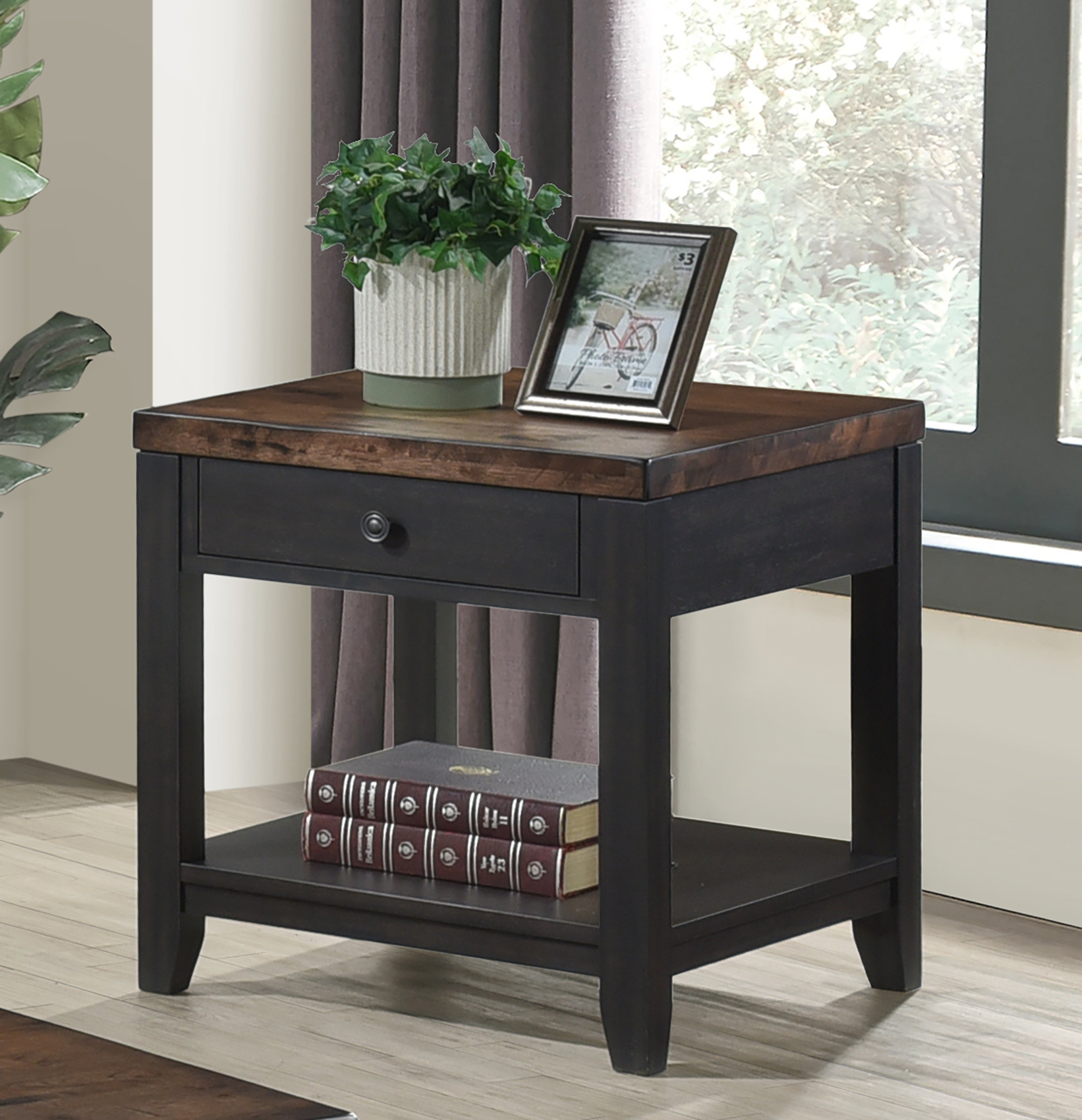 Three Posts™ Athey 24'' tall Solid Wood End Table with Storage | Wayfair