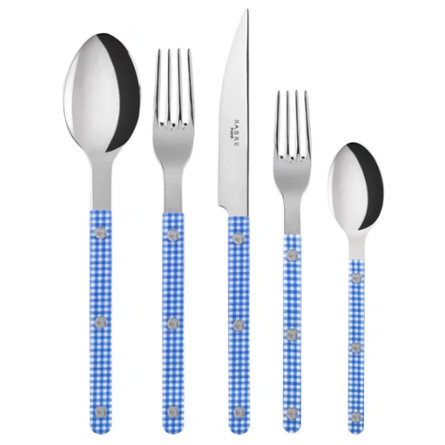 Sabre Paris
Blue Bistrot Gingham 5 - Piece Stainless Steel Flatware Set