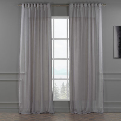 Extra Long & Extra Wide Faux Linen Sheer Curtain Single Panel