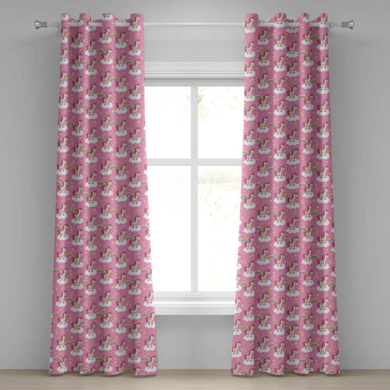 Rideau décoratif à œillets 2 panneaux Dakota Fields, 50 po x 72 po, rose, jaune, blanc, L 50 po x L 108 po