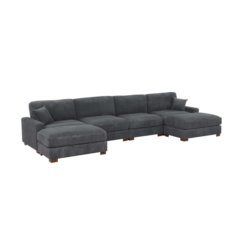 Canapé-lit modulaire 6 pièces, Gris, H 34 po x l 158 po x P 67,5 po