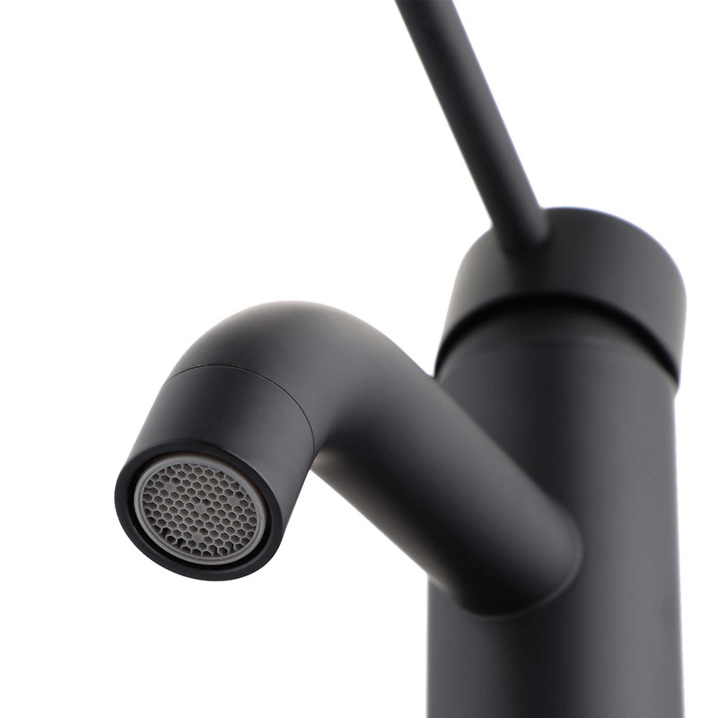 6.57" ADA Compliant High Stainless Single Hole Steel Waterfall Bathroom Faucet, Matte Black
