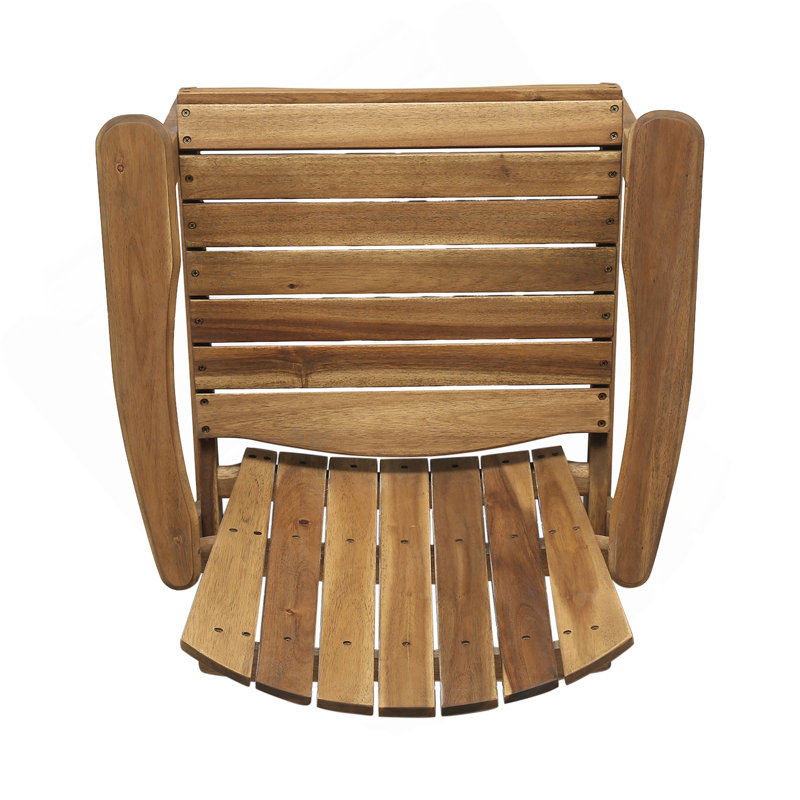 Outdoor Weather Resistant Acacia Wood Adirondack Dining Chairs (Set Of 2), Natural Finish, Natural